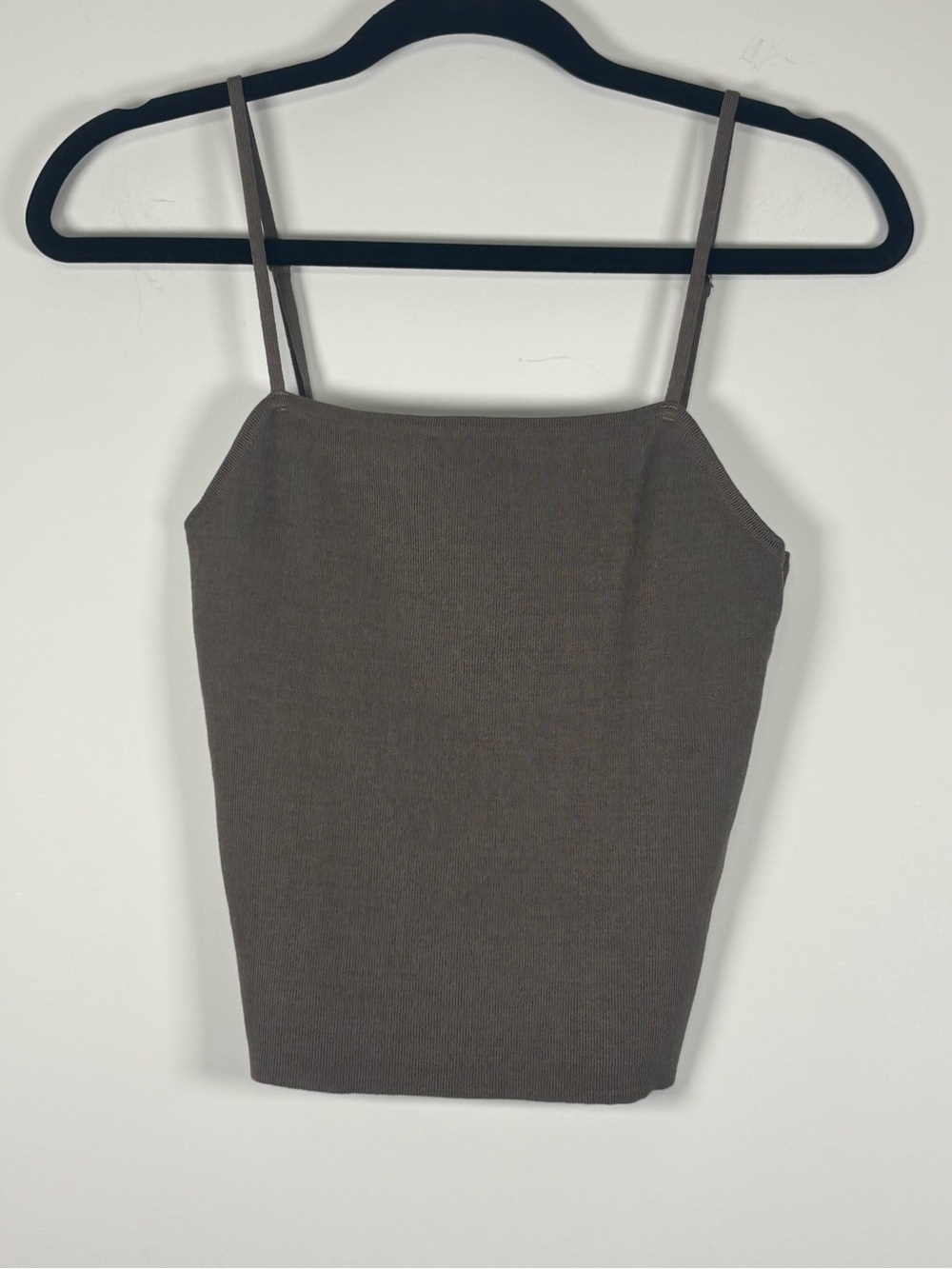 MNG Mango Rib-Knit Square-Neck Cami Tank Top - Size S